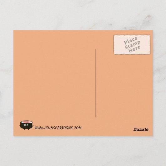 Wasabiおよびショウガはデザイン-かわいいの一緒に行きます ポストカード (裏面)