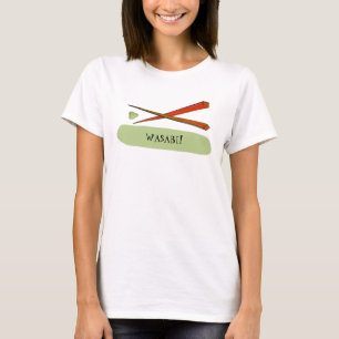 WASABIの寿司の箸の日本人のグルメ Tシャツ