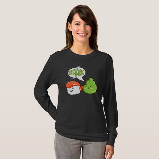 Wasabi Salmon Sushi Japanese Horseradish Paste Con Tシャツ (正面フル)