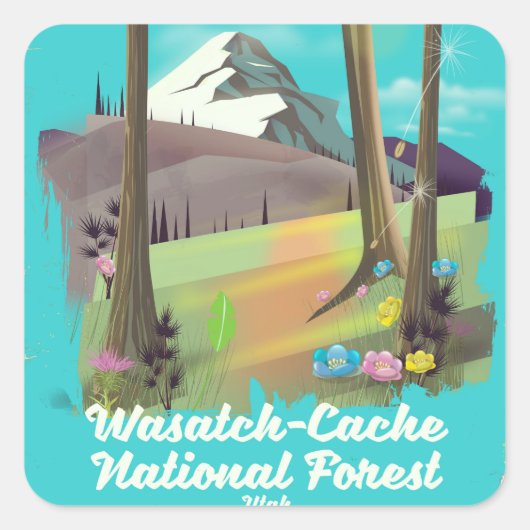 Wasatch-Cache National Forest Utahバケーションポスター スクエアシール (正面)