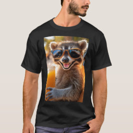 Waschbär entspannt mit coolem Drink Tシャツ