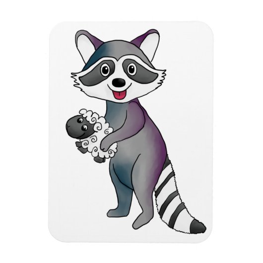 Waschbär mit Schaf マグネット (縦)