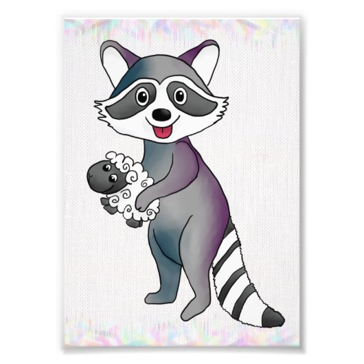 Waschbär und Schaf  フォトプリント (正面)