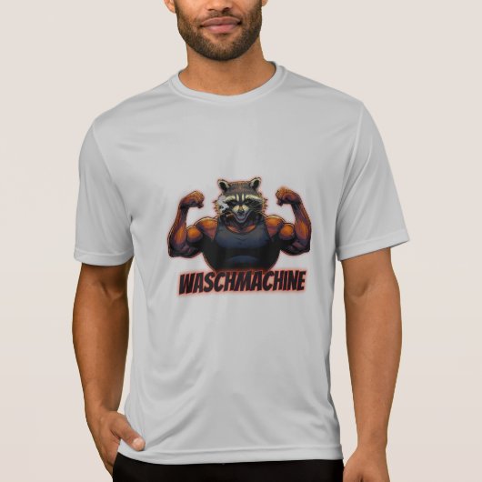 Waschmachine – Strong Raccoon Gym Design Tシャツ (正面)