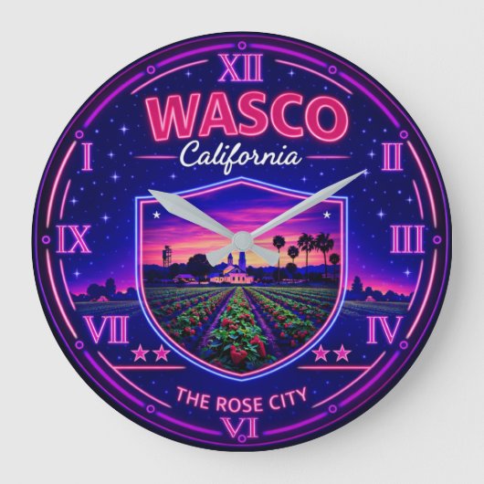 Wasco California Agricultural Fields ラージ壁時計 (正面)