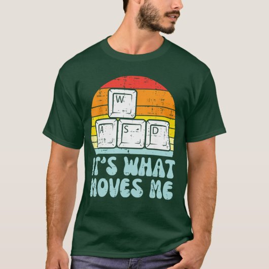 WASDが僕を動かす PCゲーミング リトログーマー メンズ ボーイズ Tシャツ (正面)