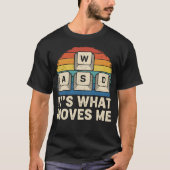 WASDゲーミングキー 楽しいPCゲーマー レトロデザイン Tシャツ (正面)