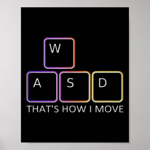Wasdゲーミングデザイン - 象徴的なPCゲーマーキーボードのグラフィック ポスター