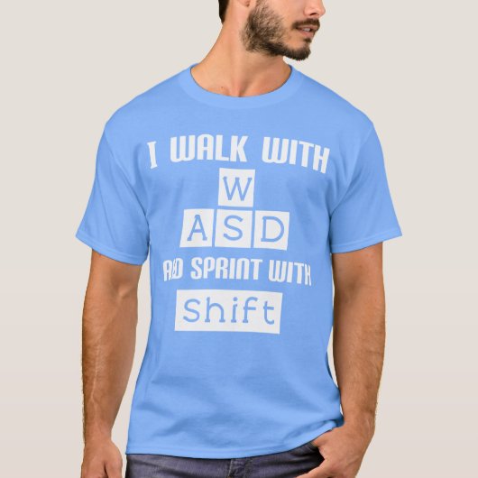 WASDゲーミング おもしろPCゲーマー ビンテージ Tシャツ (正面)