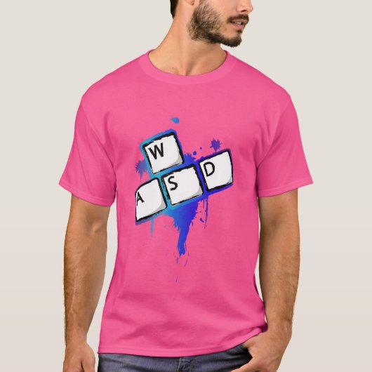 WASD キーボード PCゲーム好きへのプレゼント 面白い Tシャツ (正面)