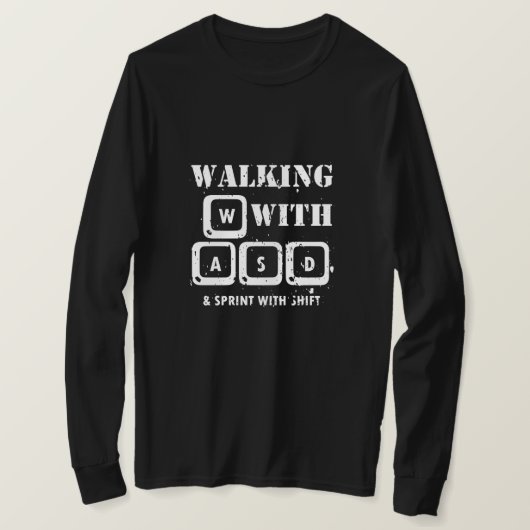 WASD -クラシック PCゲーマーキーボード移動デザイン Tシャツ (デザイン正面)
