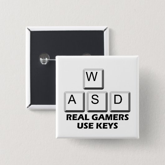 WASD -実質のゲーマーの使用鍵 缶バッジ (正面&裏面)