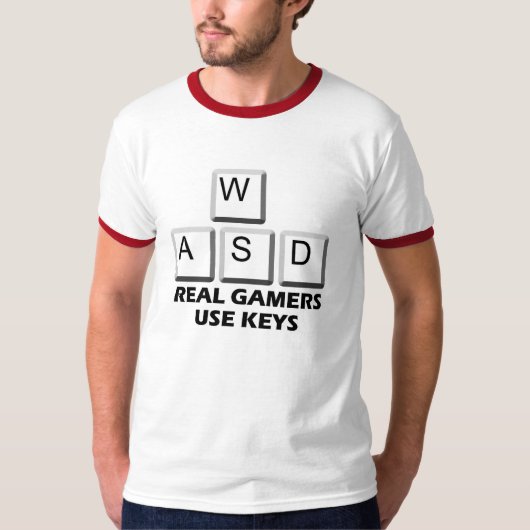 WASD -実質のゲーマーの使用鍵 Tシャツ (正面)