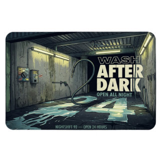 Wash After Dark Retro Car Wash 4x6 マグネット | ナイト