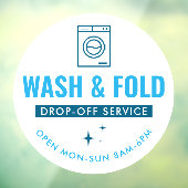 Wash and Fold Service Laundry Dry Cleaners Blue ウィンドウサイン (シート3)