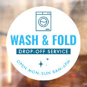 Wash and Fold Service Laundry Dry Cleaners Blue ウィンドウサイン (シート2)