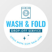 Wash and Fold Service Laundry Dry Cleaners Blue ウィンドウサイン (シート)