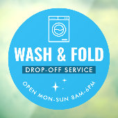 Wash and Fold Service Laundry Dry Cleaners Blue ウィンドウサイン (シート3)