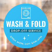 Wash and Fold Service Laundry Dry Cleaners Blue ウィンドウサイン (シート2)