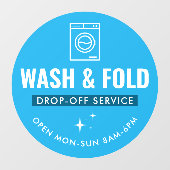 Wash and Fold Service Laundry Dry Cleaners Blue ウィンドウサイン (シート)