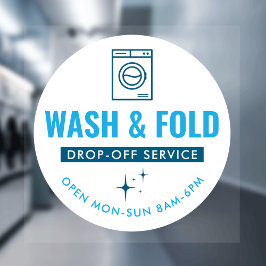 Wash and Fold Service Laundry Dry Cleaners Blue ウィンドウサイン