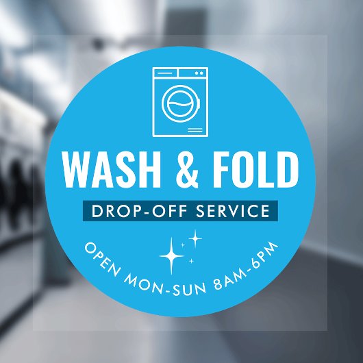 Wash and Fold Service Laundry Dry Cleaners Blue ウィンドウサイン