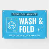 Wash and Fold Service Laundry Dry Cleaners Blue 横断幕 (横)