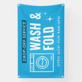 Wash and Fold Service Laundry Dry Cleaners Blue 横断幕 (縦)