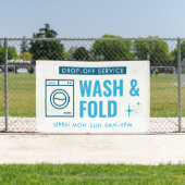 Wash & Fold Service Laundry Dry Cleaner Blue White 横断幕 (インサイチュ)