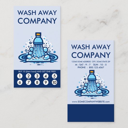Wash Loyalty Punch Card ロイヤリティカード (正面/裏面)