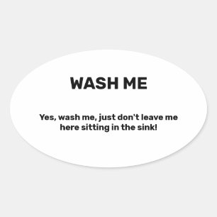 WASH ME 楽しいカスタムテキスト 汚れた 楕円形シール
