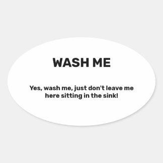 WASH ME 楽しいカスタムテキスト 汚れた 楕円形シール