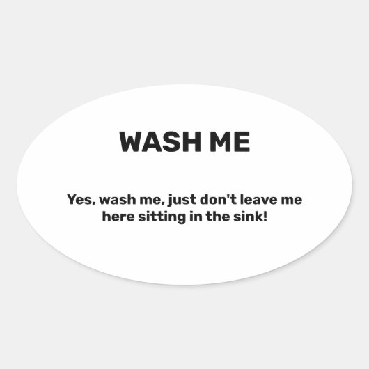 WASH ME Funny Custom Text Dirty 楕円形シール (正面)