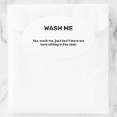 WASH ME Funny Custom Text Dirty 楕円形シール (バッグ)