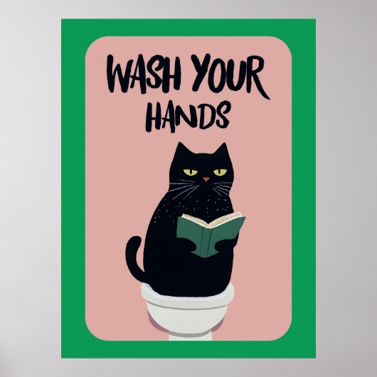 Wash your hands | Cat | Funny & decorative Poster ポスター (正面)