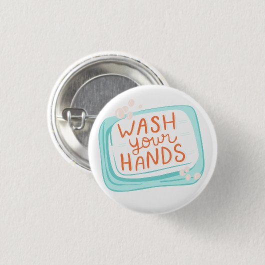Wash your hands stay safe activist pin / button 缶バッジ (正面&裏面)
