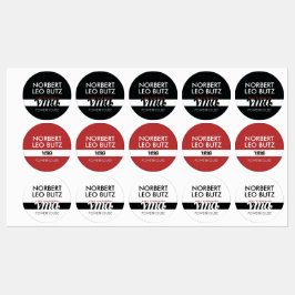 Washable Waterproof Sticker Label Black Red White ラベル