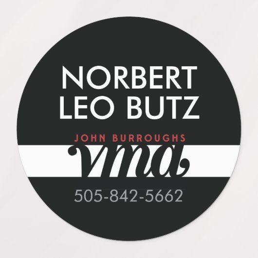 Washable Waterproof Sticker Label Black Red White ラベル (デザイン1)