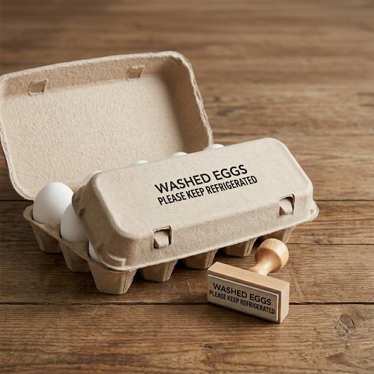 Washed Eggs Please Keep Refrigerated Chicken Duck  ラバースタンプ