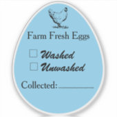 Washed or Unwashed Egg Sticker Collected Date シール (正面)