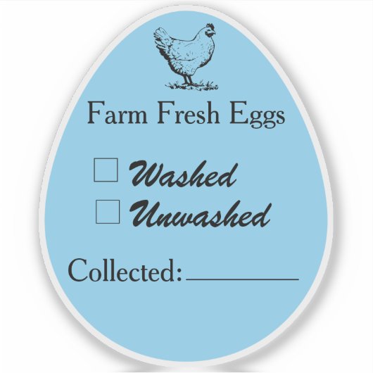Washed or Unwashed Egg Sticker Collected Date シール (正面)