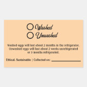 Washed Unwashed Chicken Egg Carton Packaging 長方形シール (正面)