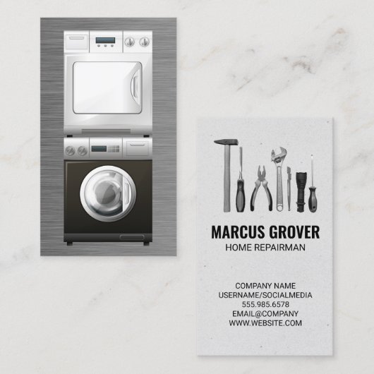 Washer and Dryer | Repair Tools 名刺 (正面/裏面)