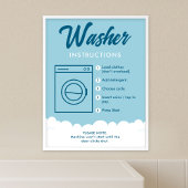 Washer Instructions Modern Laundromat Sign Poster ポスター