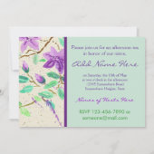 Washiの紙を絵を描く紫色クレマチスの水彩画 招待状 (裏面)