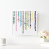 Washiテープパステル| DIY及び技術|のリボンのストリップ スクエア壁時計 (ホーム)