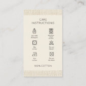 Washing Care Instructions Logo Clothing 名刺 (裏面)