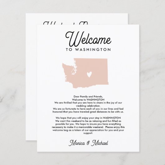 WASHINGTONウェルカムレターの旅程ANY COLOR (正面/裏面)
