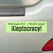 Washington最も大きいD.C. =世界Kleptocracy! バンパーステッカー (車上)