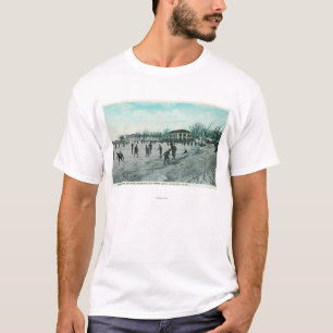washington湖公園のアイススケート場面 tシャツ